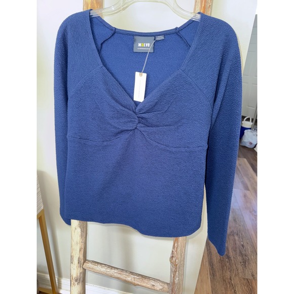 Anthropologie Maeve Blue Sweetheart Neckline Stretch‎ Top Women Size Medium NWT - Picture 5 of 9